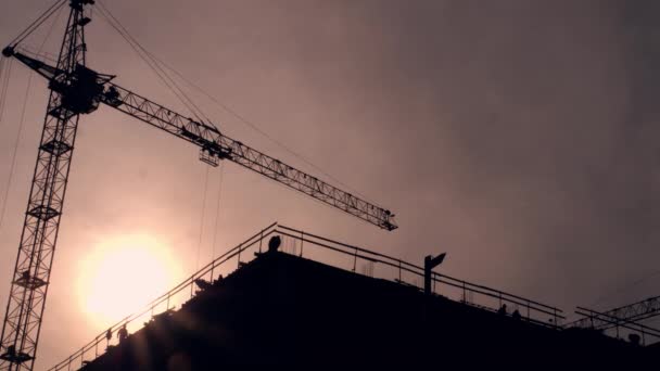 Construction site at sunset — Stock Video