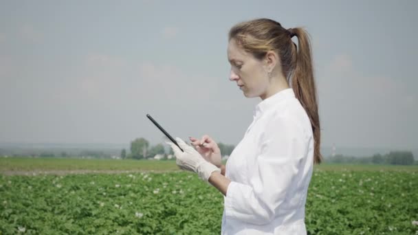 Dijital tablet pc ile bilim adamı — Stok video
