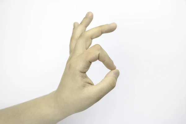 Gestos Mão Gesto Vitória Uma Mão Vitoriosa Dois Dedos Chamada — Fotografia de Stock