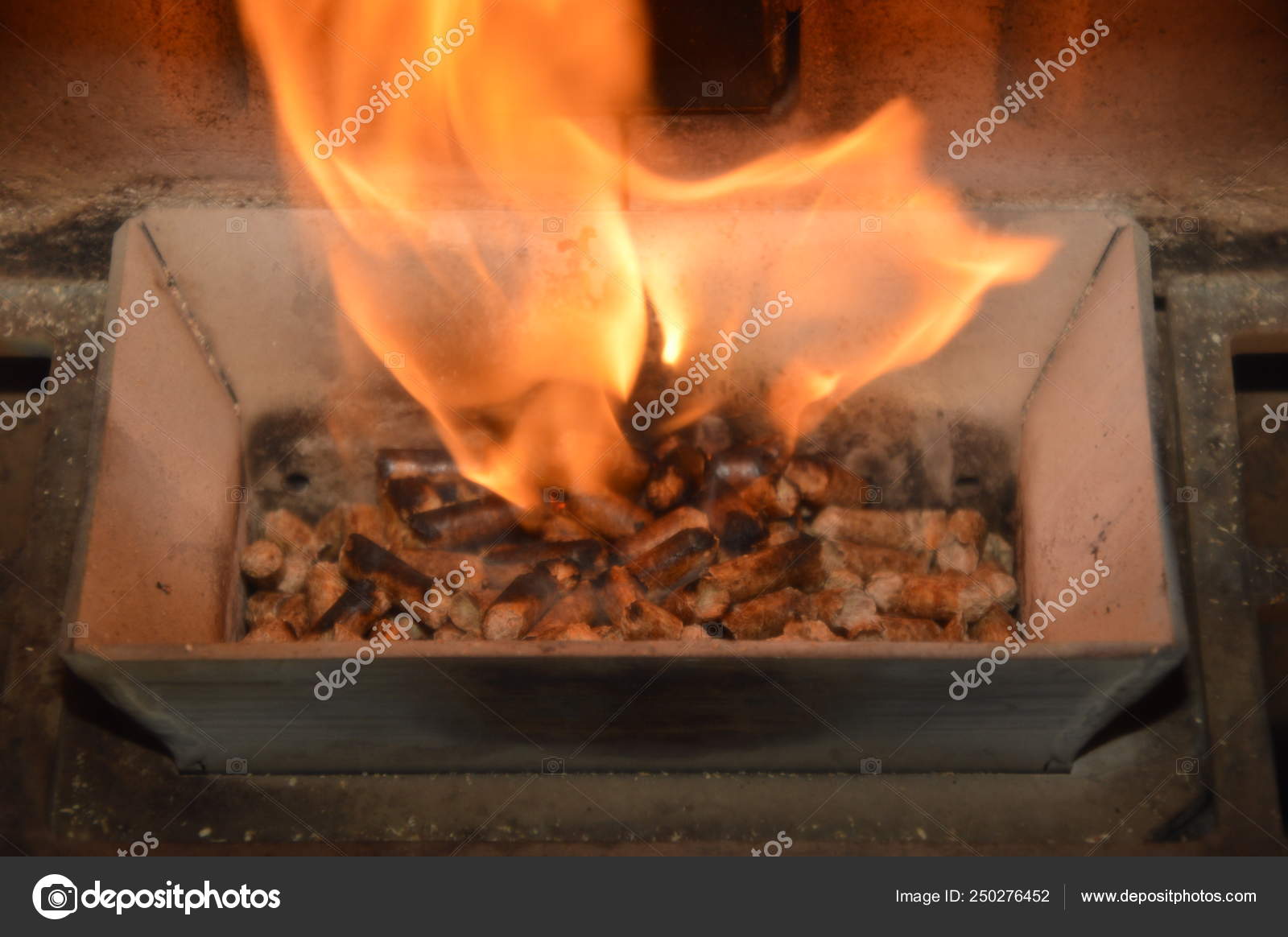 Wood Pellets Fire Stock Photo C Ulrick Tphotography 250276452