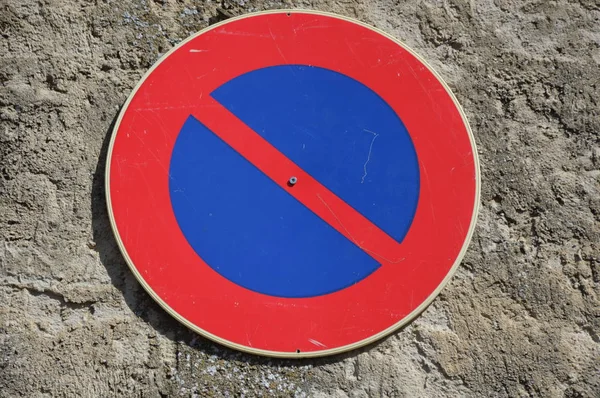 Zoom Een Beperkt Parkeren Zone Teken Uit Frankrijk — Stockfoto