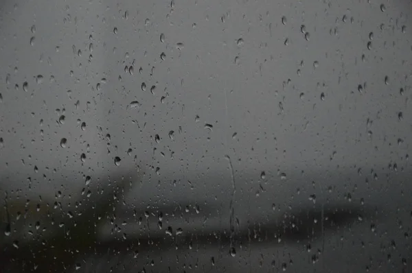 Rain Drops Window Sea Background — Stock Photo, Image