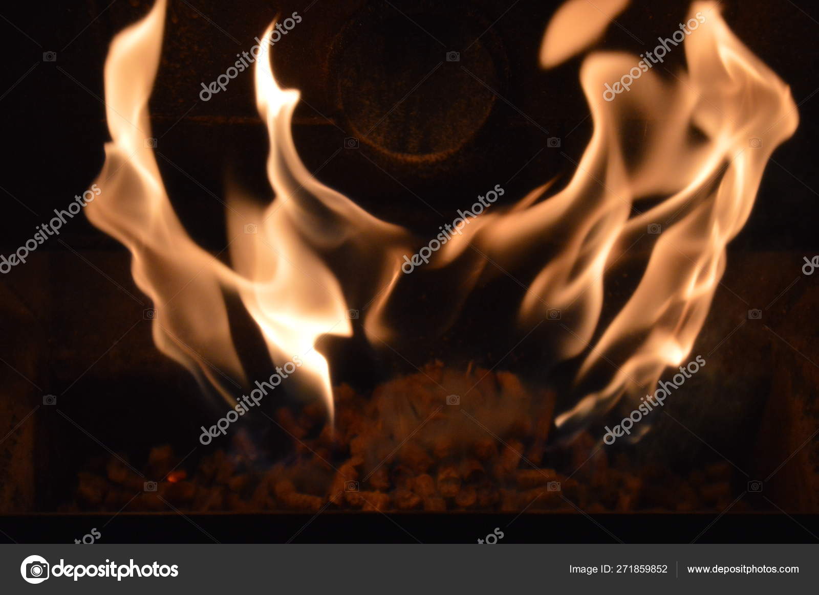 Wood Pellets Fire Fire Stock Photo C Ulrick Tphotography 271859852