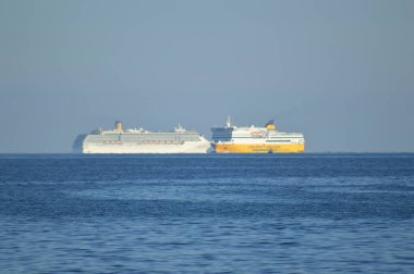 A Corsica ferries sardinia ferries ship in the mediterranean sea clipart