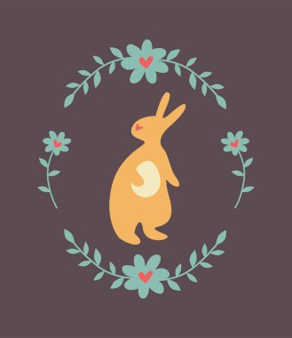 Kahverengi arka planda bir Paskalya tavşanı silueti