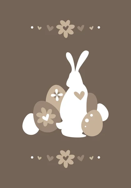 Silhouette of an easter bunny with eggs on background — Stock Vector