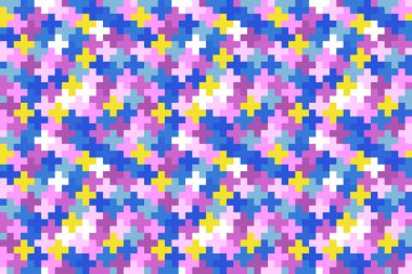 Çok renkli piksel haçlarının kusursuz ses deseni