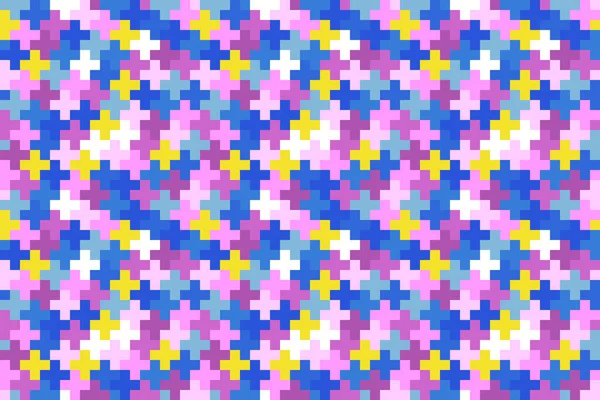 Sömlöst ljudmönster för flerfärgade pixelkors — Stockfoto