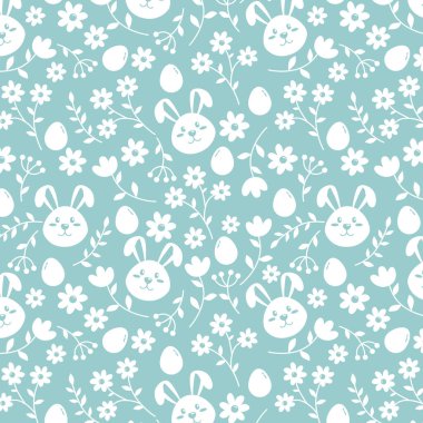 Çiçek ve tavşanlı paskalya deseni 