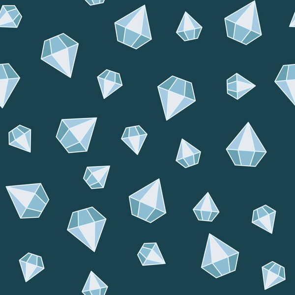 Бесшовный рисунок с гранеными кристаллами на монохромном фоне
