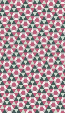 Retro geometrik kusursuz desen, yüzler, kristaller, çiçekler.