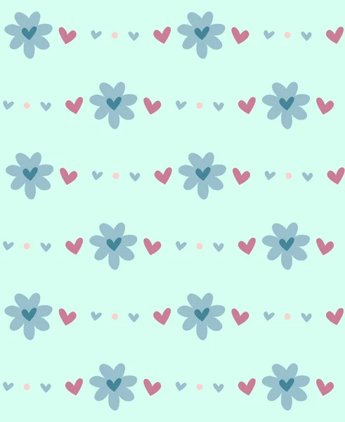 Ornement floral avec des cœurs dans le style rétro mignon — Image vectorielle