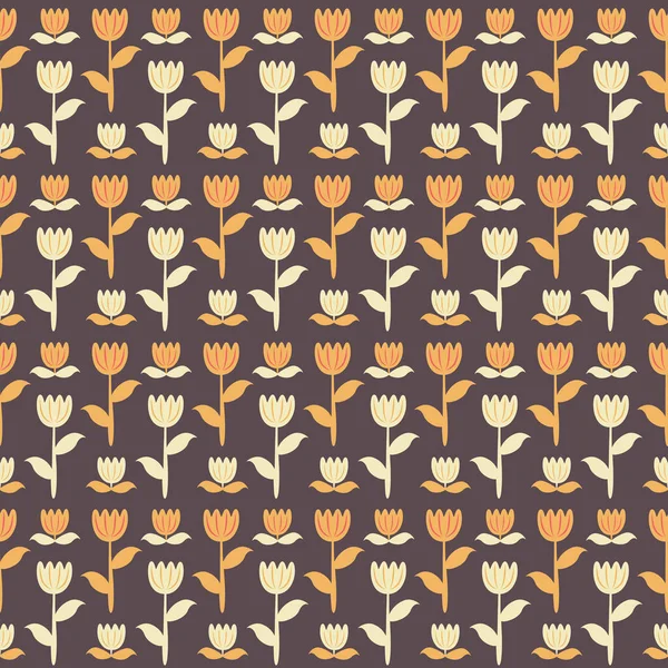 Naadloos patroon van tulpen en bloemetjes. — Stockfoto