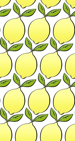 Motif sans couture avec citron sur fond blanc — Image vectorielle