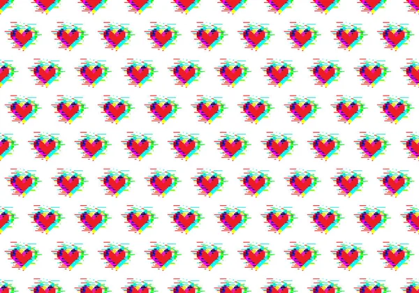 Płynny wzór serca z efektem usterki — Zdjęcie stockowe