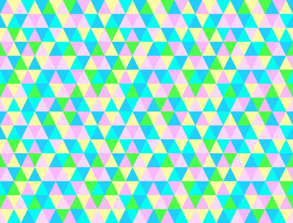 여러 가지 색깔의 정삭 삼각형으로 이루어진 원추형의 바다없는 패턴. — 스톡 사진