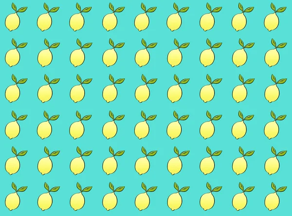 Mavi zemin üzerinde limon olan kusursuz desen
