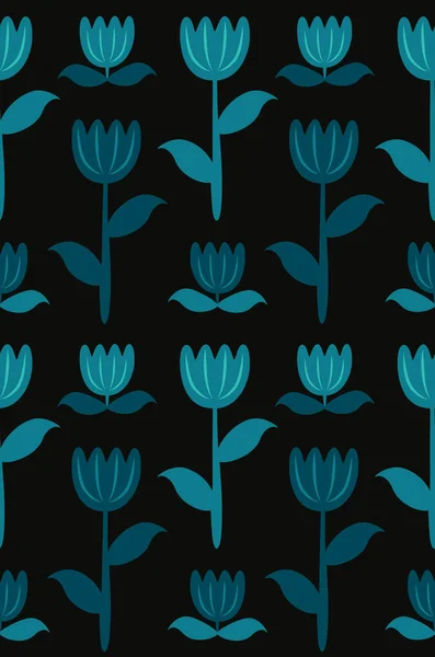 Naadloos patroon van tulpen en bloemetjes. — Stockvector