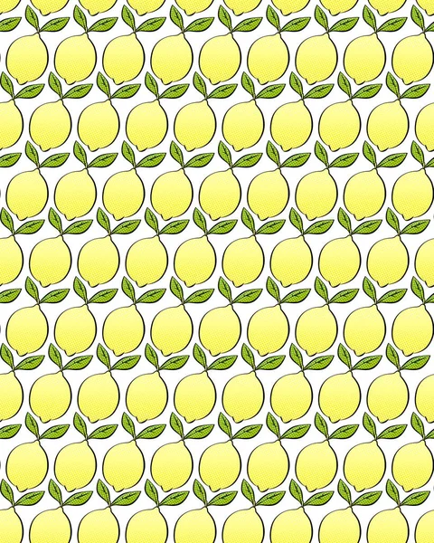 Nahtloses Muster mit Zitrone auf weißem Hintergrund — Stockfoto