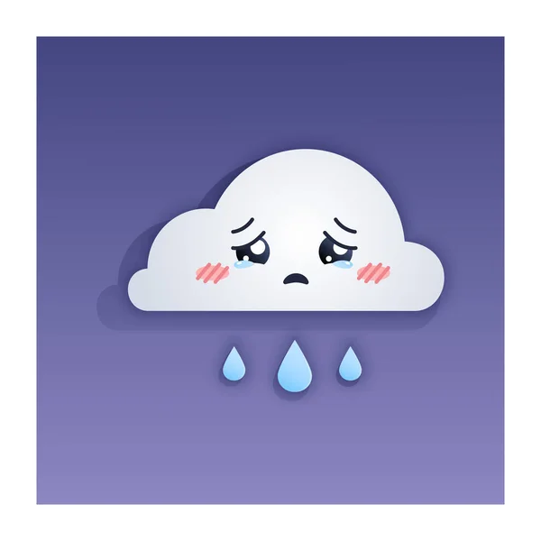 Кавайи милое плачущее облако с дождем — стоковый вектор