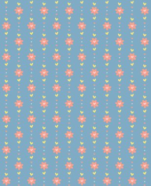 Sevimli geçmişe dönük kalplerle süslü çiçek süsü.