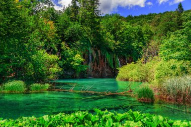 akes mavi su ve şelale ile.