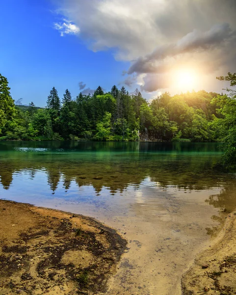 Plitvice Lakes in the evening. — Stock Photo, Image