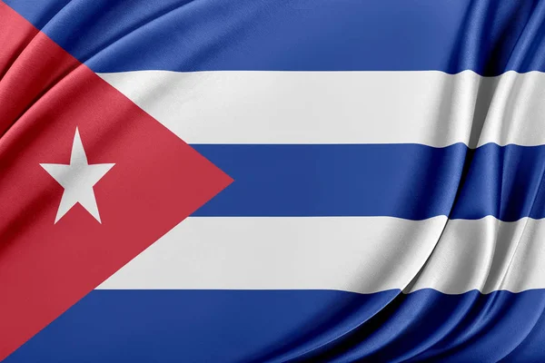 光沢のあるシルクの質感を持つキューバ国旗. — ストック写真