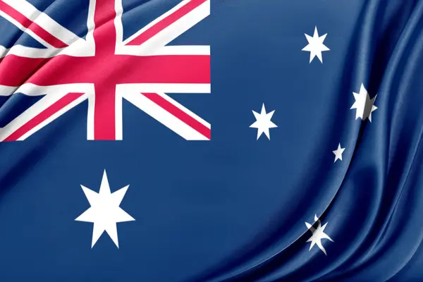 Australië vlag met een glanzende zijde textuur. — Stockfoto