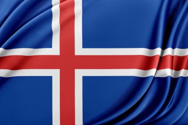 Parlak ipek dokulu İzlanda bayrağı.