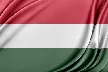 Parlak ipek dokulu Macaristan bayrağı.