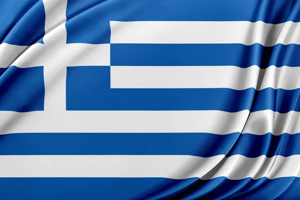 Greece flag with a glossy silk texture. — Stock Photo, Image