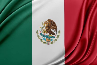 Meksika bayrağı parlak ipek dokulu.