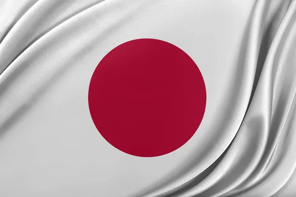 光沢のあるシルクの質感と日本国旗. — ストック写真