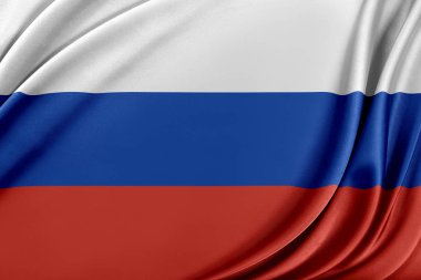 Parlak ipek dokulu Rusya bayrağı.