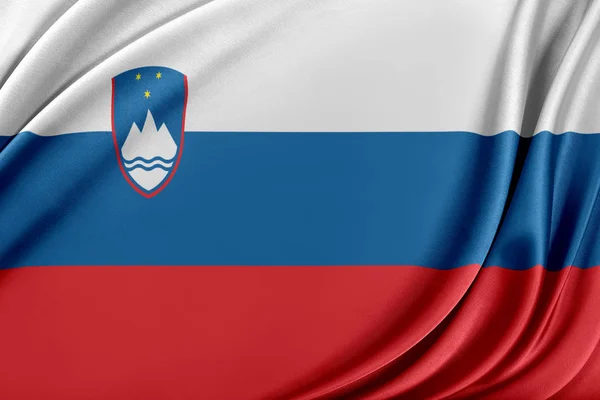 Slovenien flagga med ett glansigt siden konsistens. — Stockfoto
