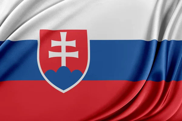 Slovakien flagga med ett glansigt siden konsistens. — Stockfoto