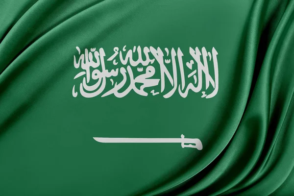 有光泽的丝绸质地的沙特阿拉伯国旗. — 图库照片