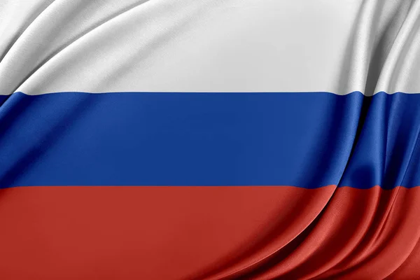 Russia flag with a glossy silk texture. — Stock Photo, Image
