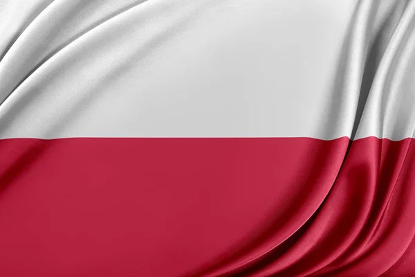 Bandeira da Polónia com uma textura de seda brilhante . — Fotografia de Stock