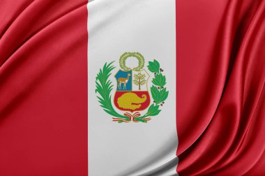 Parlak ipek dokulu Peru bayrağı.