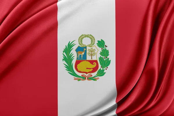 Peru flag with a glossy silk texture. — Stock Photo, Image