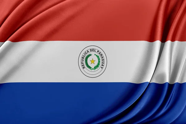 Bandera de Paraguay con textura de seda brillante . —  Fotos de Stock