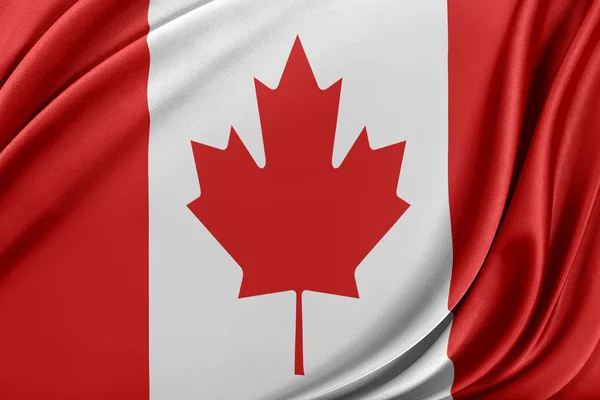Bandera de Canadá con textura de seda brillante . —  Fotos de Stock