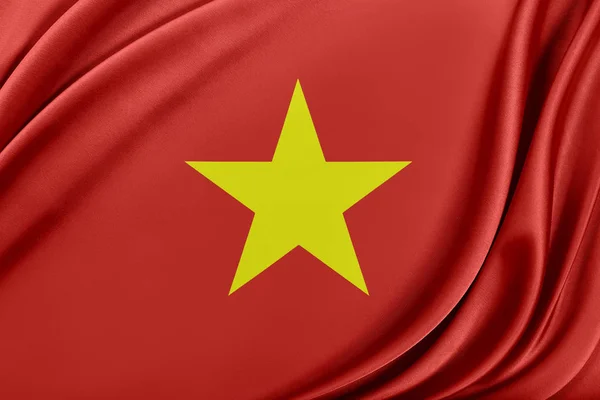 Flaga Wietnamu z błyszczącą teksturę jedwabiu. — Zdjęcie stockowe