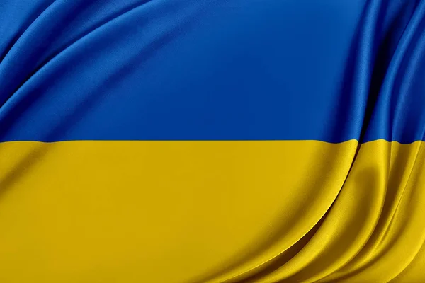 Drapeau Ukraine avec une texture de soie brillante . — Photo