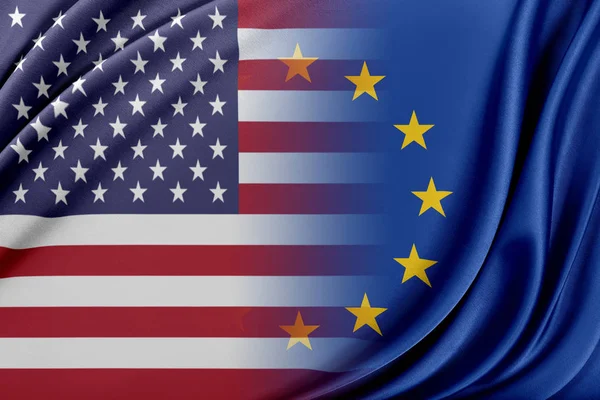 Europäische Union und vereinte Staaten. das Konzept der Beziehungen zwischen der EU und den Vereinigten Staaten. — Stockfoto