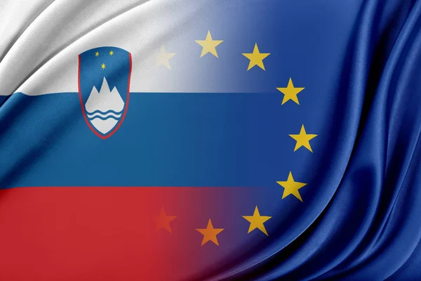 欧洲联盟和斯洛文尼亚。欧盟和斯洛文尼亚之间的关系的概念. — 图库照片