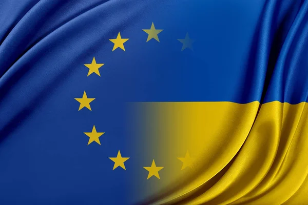 European Union and Ukraine. The concept of relationship between EU and Ukraine — Stock Photo, Image