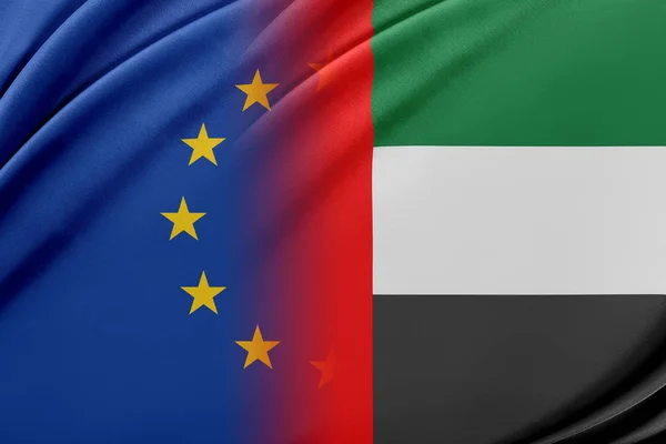 Unione europea ed Emirati arabi uniti. Il concetto di relazione tra l'UE e gli Emirati arabi uniti . — Foto Stock